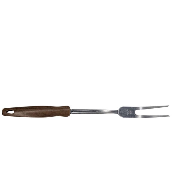 Ekco Other - Vintage EKCO Stainless Steel 12" 2 Prong Meat Carving Fork Wood Grain Handle